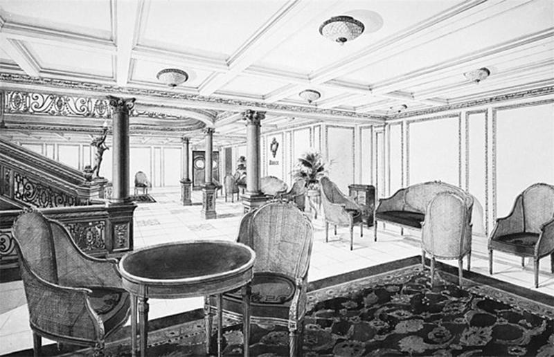 Luxurious public rooms Take a tour around the beautiful ill-fated ship, A world first, Who commissioned the Titanic?, Harland & Wolff, the Titanic shipbuilders, Who designed the Titanic?, A cross-section of the Titanic, A veritable city, Propulsion system, Titanic costs, Ready to launch, The crew of the Titanic, The passengers, A floating hotel, The grand staircase, Gilded details, Luxurious public rooms, Regal dining room, The Café Parisien, Three classes of accommodation, Luxury first-class suites, Ornate living spaces, Top-notch amenities, State-of-the-art swimming pool, Comfortable second-class cabins, Modest third-class cabins, Top-of-the-line technology, Safety features and failings, The fateful collision, 20 lifeboats, "We are going down”, What sank the Titanic?, A preventable tragedy, A lasting legacy
