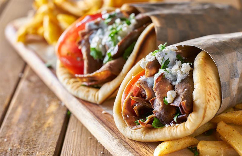 20. Gyros, Greece 36. Bitterballen, Netherlands, 35. Pierogi, Poland, 34. Choripán, Argentina, 33. Slider, USA, 32. Elote, Mexico, 31. Rolex, Uganda, 30. Pad Thai, Thailand, 29. Souvlaki, Greece, 28. Bhelpuri, India, 27. Bánh mì, Vietnam, 26. Ta’ameya, Egypt, 25. Chǎofàn, China, 24. Shawarma, Turkey, 23. Arepa, Venezuela and Colombia, 22. Vada pav, India, 21. Gyros, Greece, 20. Churros, Spain, 19. Bao buns, China, 18. Fish and chips, UK, 17. Takoyaki, Japan, 16. Currywurst, Germany, 15. Burrito, Mexico or USA, 14. Döner kebab, Germany, 13. Bunny chow, South Africa, 12. Tacos, Mexico, 11. Meat pie, Australia, 10. Bratwurst, Germany, 9. Samosa, India, 8. Poutine, Canada, 7. Cheeseburger, USA, 6. Fried chicken, various locations, 5. Hot dog, various locations, 4. Fried chicken sandwich, USA, 3. Pizza, Italy, 2. Hamburger, various locations