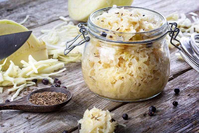 2) Buttermilk, 4) Greek Yogurt, 9) Natto, 11) Sauerkraut, 12) Tempeh
