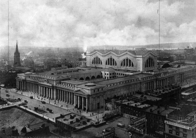 Cincinnati Public Library, Cincinnati, Original Waldorf Astoria Hotel, New York, Peacock Alley at the Waldorf-Astoria Hotel, Roxy Theater, New York, Pennsylvania Station, New York, Chicago Federal Building, Chicago, Nordbahnhof, Vienna, Cabaret de L'Enfer, Paris, Detroit Museum of Art, Detroit, Kėdainiai Palace, Lithuania, Casa de Velázquez, Madrid, Shibe Park, Philadelphia, Original Madison Square Garden, New York, The second Madison Square Garden, New York, New York World building