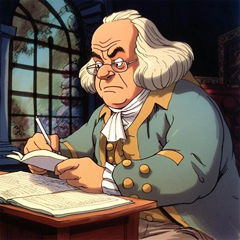 Ben Franklin: Hanna Barbera Here's What Historical Figures Would Look Like in Cartoons, According to AI, Jane Austen: The Simpsons, Marie Antoinette: Peanuts, Abraham Lincoln: Peanuts, Nefertiti: Looney Toons, Queen Elizabeth II: Peanuts, Sacagawea: Hanna-Barbera, Ben Franklin: Hanna Barbera, Rosa Parks: Southpark, Virgin Mary: Scooby-Doo, Isaac Newton: Flintstones, Nelson Mandela: Peanuts, Cleopatra: Looney Toons, Mary, Queen of Scots: The Simpsons, Gandhi: Flintstones, Pocahontas Amonute: South Park, Alexander the Great: Peanuts, Confucius: The Simpsons, Muhammad: Scooby-Doo, Martin Luther King Jr.: South Park, Mary Shelley: The Simpsons, Marie Curie: Looney Toons, Amelia Earhart: Flintstones, Siddhartha Gautama (Buddha): Scooby-Doo, Sojourner Truth: The Simpsons, Joan of Arc: South Park, Vlad the Impaler: Looney Toons, Genghis Khan: Hanna Barbera, Imhotep: Scooby-Doo, Malcolm X: South Park, Jesus Christ: Scooby-Doo
