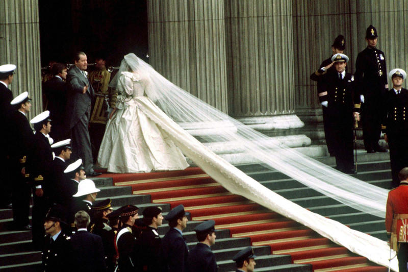 A fashion landmark of the 1980s, Romantic excess, Diana lost too much weight before the wedding, Diana battled bulimia for nearly a decade, She spilled perfume on the dress, A backup bouquet—just in case, A hidden lucky charm, An alternate version of the dress, The backup dress vanished mysteriously, The dramatic veil, How do you transport a princess?, Hand-stitched and one of a kind, Even the shoes were custom masterpieces, The soles were painted with their initials, The third most expensive wedding dress in history
