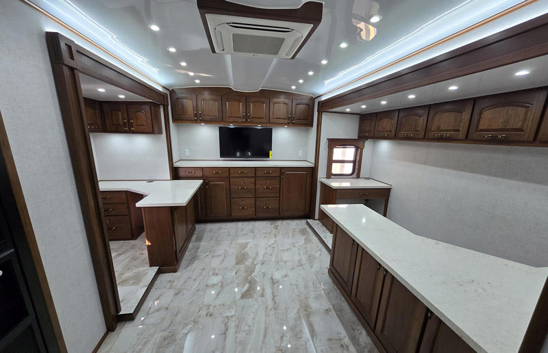 Explore these supersized mobile mansions, SLRV motorhome for a family of eight: 40 feet, eleMMent palazzo Superior: 45 feet, Vin Diesel’s monster trailer: 53 feet, Jennifer Lopez's mammoth motorhome: 53 feet, Will Smith's sprawling RV: 53 feet, SpaceCraft's custom trailer: 54 feet, SpaceCraft's super semi: 57 feet, CMC Caravan's custom mega-motorhomes: up to 61 feet