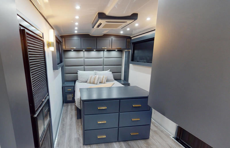 Explore these supersized mobile mansions, SLRV motorhome for a family of eight: 40 feet, eleMMent palazzo Superior: 45 feet, Vin Diesel’s monster trailer: 53 feet, Jennifer Lopez's mammoth motorhome: 53 feet, Will Smith's sprawling RV: 53 feet, SpaceCraft's custom trailer: 54 feet, SpaceCraft's super semi: 57 feet, CMC Caravan's custom mega-motorhomes: up to 61 feet