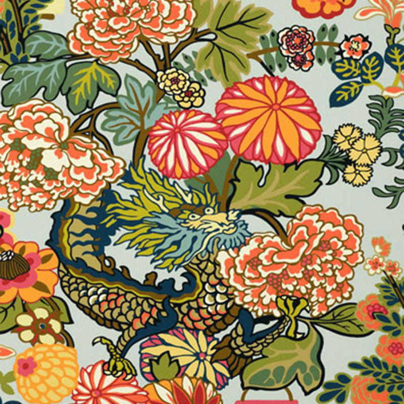 Harlem Toile by Sheila Bridges, Les Touches by Brunschwig &amp; Fils, Dolly by Sister Parish Design, Citrus Garden by Schumacher, The Vase by Clarence House, Hicks' Hexagon by Cole &amp; Son, Chiang Mai Dragon by Schumacher