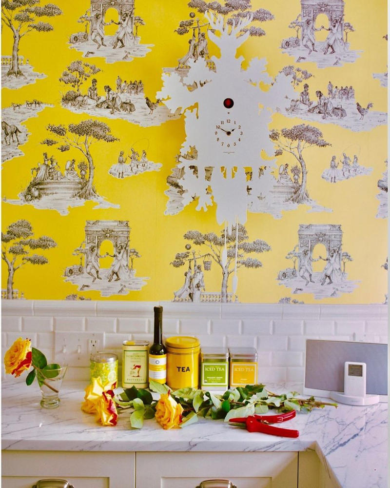Harlem Toile by Sheila Bridges, Les Touches by Brunschwig &amp; Fils, Dolly by Sister Parish Design, Citrus Garden by Schumacher, The Vase by Clarence House, Hicks' Hexagon by Cole &amp; Son, Chiang Mai Dragon by Schumacher