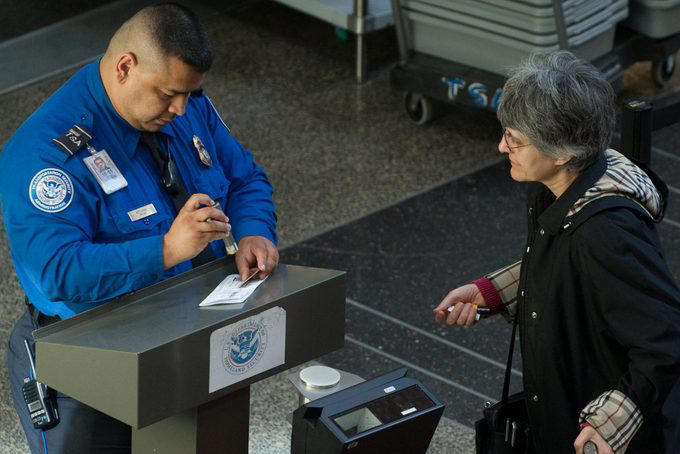 Everyone wants the security line to move faster, including TSA agents, Trying to pet the TSA K9 dog, Handing agents your boarding pass without your ID, Holding up your ID, Crowding the security checkpoint, Asking a TSA agent to check you in for your flight, Talking on your phone the whole time, Bringing the wrong ID, Yelling at them, Telling a bomb joke, Not listening to their directions, Walking your dog on a leash, Letting your kids run wild, Overdressing