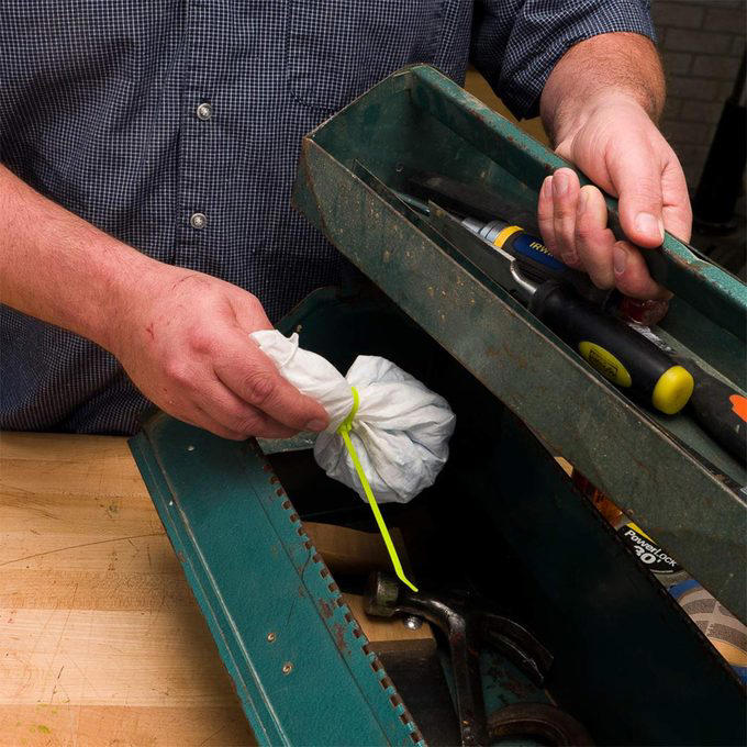 Quick Woodworking File, Check Out These Hand Tool Hacks and Modifications for Woodworking:, Custom Pads for a Mechanic’s Vise, More Planing, Less Exercise, Always Know Where to Find Your Paint Can Opener, Use a Sneaker to Clean Sandpaper, How to Magnetize a Screwdriver, Hands-Free Light Hack, Brush with a Drill, Kitty Litter Pouch for Tool Protection, Two Sizes of Brad Nails in One Gun, Caulk Gun Clamp, Hammer Cushion, Check if Your Square is Square, How to Fix a Square, Lighted Screwdriver Hack, Compressor Creeper, Saddles for Sawhorses, Bobby Pin Nail Holder, Hooks for Drill Storage, Vise-Grips to Pull Nails, Circle Gets the Square, Customized Chuck Key, Flush-Cutting Hacksaw, Last-Ditch Nail Pulling, Long-Reach Screwdriver, Longer-Lasting Utility Blade, Mini Drywall Saw, No-Dent Nail Finishing, PVC Sanding Files, Make Your Own Awl, Wrench for Rounded Bolts, Hang Your Roofing Tools, Clamp With a Tie-Down Strap, Mix Concrete with a Rake, Make Mini Roller Covers, Use a Level to Extend Your Table Saw Fence, Use a Drill to Dig Through Hard Soil, Make a Blade for Cutting Foam, Lift Doors With a Flat Pry Bar, Hammer Measuring Stick, PVC Hammer Holder, Quick-Draw Hammer Storage, More Leverage for Pulling Nails, Free Finger Saver, Hammer Lumber Splitter, Homemade Hammer Mallet, Hammer Extension, Maximize Your Hammer Power, Get Rid of Caked-On Drywall, Safer Trim Nailing, Help with Paint-Clogged Screw Heads, PVC Blade Storage, Quick and Easy Pilot Holes, Instant Magnetic Screw Holder, Give Yourself a Little Give, A Simple Drill Depth Stop, Super-Long Bit Extender, Make a Squeegee From a Rake, Gentle-Grip Pliers, Use a Rubber Band to Grip Stripped Screws, Rubber Band Bolt Holder, Long Reach Shears, Handy Rake Handle, Drill Bit Girdle, Pallet Dolly