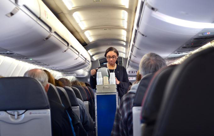 The dos and don’ts of flying, Enforcing the rules for other passengers, Organizing the overhead bins, Tugging their sleeve to get their attention, Asking them to fill your reusable water bottle, Serving yourself from the drink cart, Handing them a dirty diaper to throw away, Stowing your carry-on too carefully, Calling them over to chat, Flirting with them, Not letting them know you’re terrified of flying, Throwing away other people’s trash, Calling them by a term of endearment, Thanking the pilot at the end of the flight, More midflight missteps