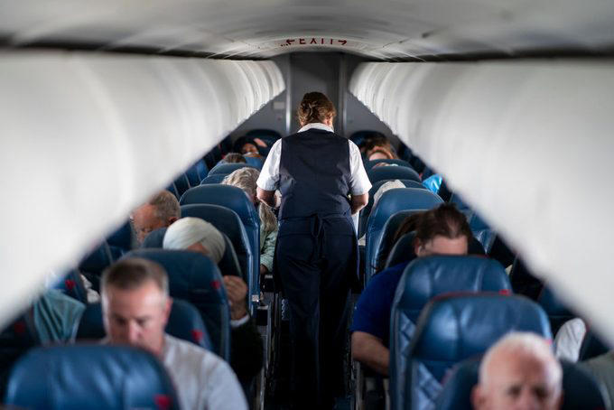 The dos and don’ts of flying, Enforcing the rules for other passengers, Organizing the overhead bins, Tugging their sleeve to get their attention, Asking them to fill your reusable water bottle, Serving yourself from the drink cart, Handing them a dirty diaper to throw away, Stowing your carry-on too carefully, Calling them over to chat, Flirting with them, Not letting them know you’re terrified of flying, Throwing away other people’s trash, Calling them by a term of endearment, Thanking the pilot at the end of the flight, More midflight missteps
