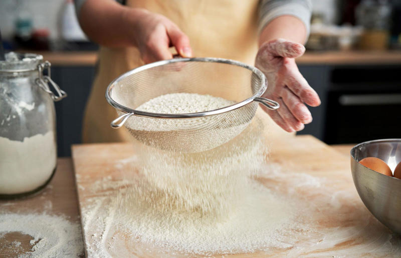 Sift air into cakes 46. Use lard for perfect pastry, 45. Make soda bread if you need something speedy, 44. Use a wooden spoon, 43. Roast potatoes in hot fat, 42. Use leftover pastry for cheese straws, 41. Keep your vegetable scraps, 40. Don't cook fresh herbs, 39. Never boil stew, soup or stock, 38. Use cheese ends in mac ’n’ cheese, 37. Cook your pasta in stock, 36. Try flour for the crispiest bacon, 35. Transfer sugar into airtight containers, 34. Don’t overdo the cheese, 33. Separate the eggs for fluffy flannel cakes, 32. Cook bruised apples in pies, 31. Slice sprouting stems from garlic, 30. Top dishes with crushed crisps, 29. Embrace instant mash, 28. Keep butter in a butter dish, 27. Don’t ditch your stale bread, 26. Bake with room-temperature eggs, 25. Line cake tins to prevent sticking, 24. Use buttermilk to brine fried chicken, 23. Let cheesecake cool in the oven, 22. Melt chocolate over a pan of water, 21. Keep food warm in the oven, 20. Add bread to your sugar jar, 19. Grow your own herbs, tomatoes and chillies, 18. Save chicken bones for stock, 17. Keep records, 16. Make your own jams and chutneys, 15. Add more of what you need, 14. Weigh your eggs for the perfect sponge, 13. Roll lemons before squeezing, 12. Get some colour on meat, 11. Add vegetables towards the end of a stew, 10. Sift air into cakes, 9. Thicken sauces with cornflour, 8. Skim fat off the top, 7. Dry chicken to help it brown, 6. Invest in a cast iron pan, 5. Use juices from meat to make gravy, 4. Serve food on hot plates, 3. What grows together, goes together, 2. Save your fat