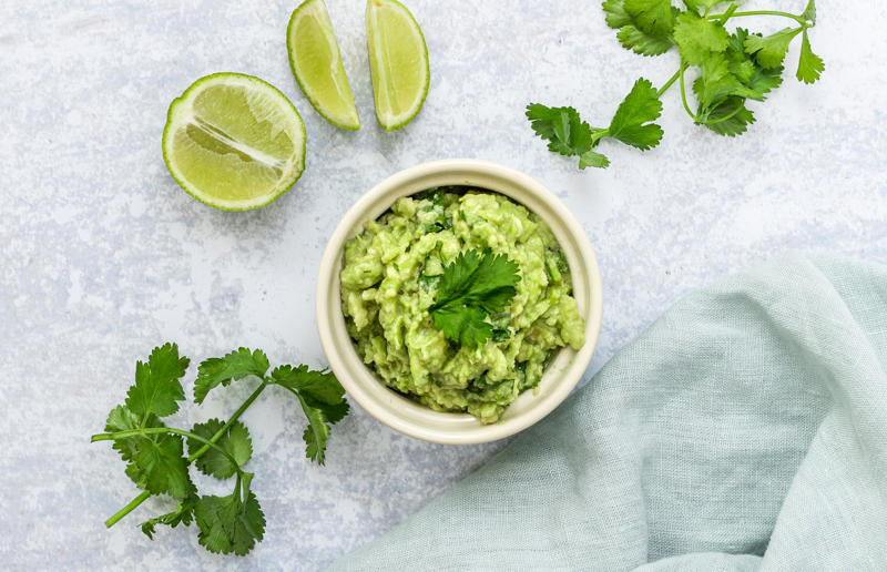 Guacamole As easy as one, two, three..., Honeyed curry mayo, Baked brie, Whipped smoked salmon, Goats' cheese and lemon, Speedy blue cheese, Creamy ranch, Cucumber raita, Crab pâté, Tapenade, Baba ganoush, Smoked mackerel pâté, Sour cream and onion, Roasted red pepper, Beetroot hummus, Tzatziki, Artichoke, Tomato salsa, Guacamole, Salmon and cream cheese, Broad bean and basil, Spicy ponzu, Whipped feta, Hot tomato, Vegan queso, Caramel sauce, Chocolate sauce