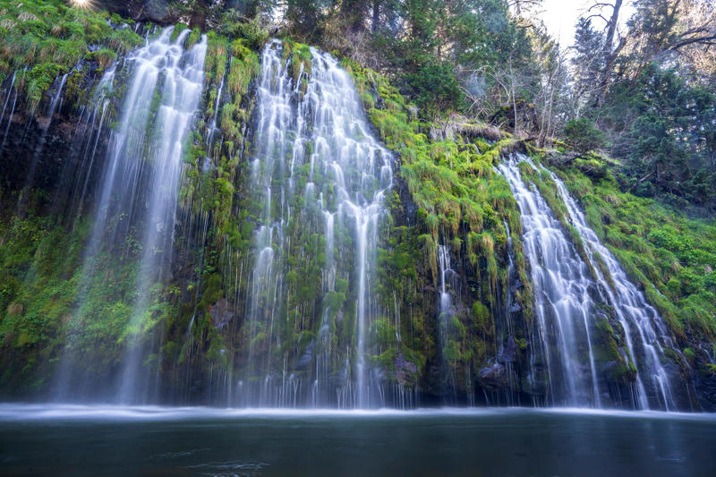 McWay Falls- No. 1, Yosemite Falls- No.2, Vernal Falls- No. 3, Lower Eagle Falls- No. 4, Rainbow Falls- No.5 , Bridalveil Fall- No. 6, Mossbrae Falls- No. 7, Tokopah Falls- No. 8, Hetchy Hetchy Resevoir- No. 9, Alamere Falls- No. 10, McCloud River's Three Waterfalls- No. 11, Paradise Falls- No. 12, Rose Valley Falls Trails- No. 13, Cedar Creeks Falls- No. 14, Roaring Rivers Falls- No. 15