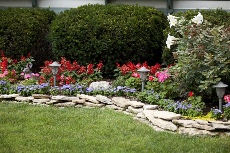 15) Outline Flower Beds 6) Combine Rocks and Mulch, 9) Design a Labyrinth, 10) Highlight Your Greenery, 14) Lay a Foundation, 15) Outline Flower Beds, 16) Edge a Pond, 17) Widen a Front Walk