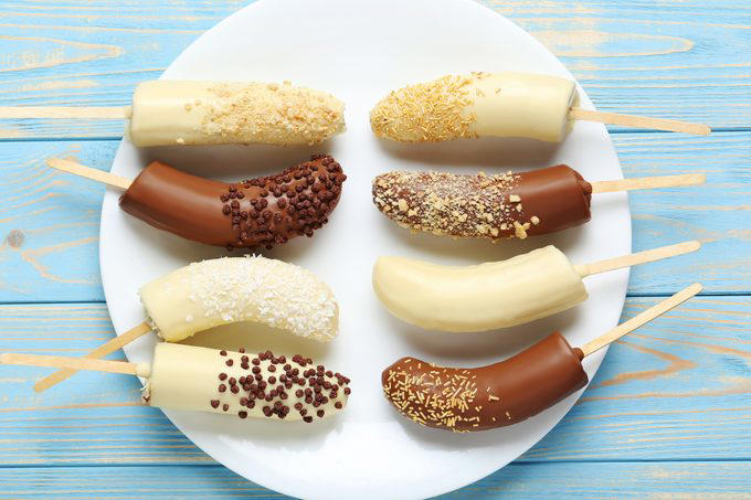 What to do with those extra bananas, Make a face mask, Eat a frozen “banana-sicle”, Polish silverware and leather shoes, Tenderize a roast, Brighten up houseplants, Deter aphids, Use as fertilizer or mulch, Assist with first aid, Ripen an avocado, Slough off dry skin, Remove warts, Attract butterflies and birds, Add to compost pile, Whiten teeth on the cheap, Get rid of splinters, Make banana “ice cream”, Create a dog treat, Restore dry hair, Ease heartburn, Prevent a scratched CD from skipping
