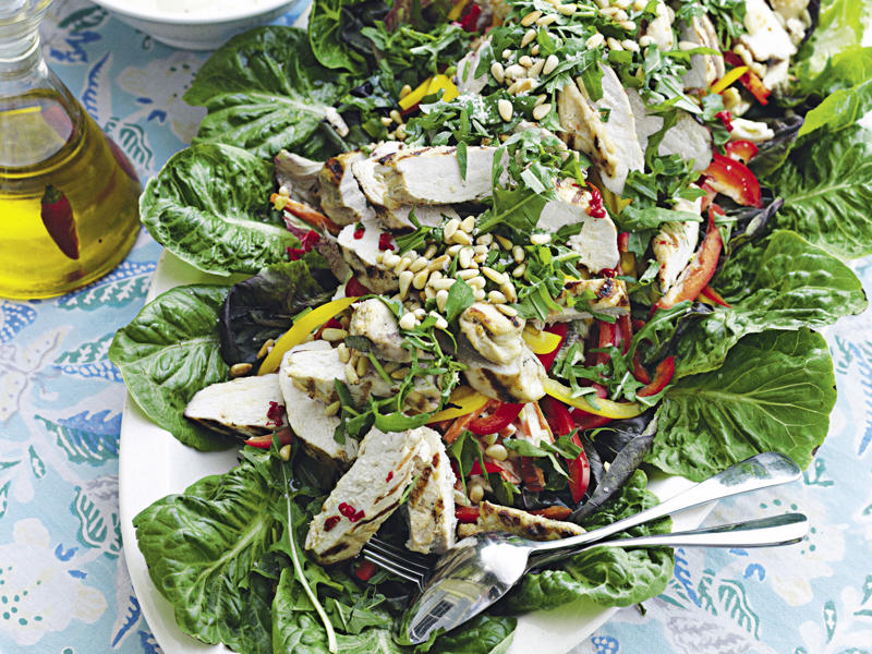          Julie Goodwin’s spiced chicken with brown rice &amp; cauliflower      ,          Slow cooker chicken noodle soup      ,          Chicken and leek pie      ,          Prosciutto wrapped chicken with tomato salsa      ,          Chicken &amp; potato salad with zesty yogurt dressing      ,          Panko crumbed chicken schnitzel with apple slaw      ,          Easy combination fried rice      ,          Smoky tomato chargrilled chicken      ,          Oven-baked risotto with chicken, rocket and tomato      ,          Ginger and chilli chicken rice paper rolls      ,          Five ingredient dukkah chicken with haloumi and peach salad      ,          Miso chicken with broccolini and asparagus      ,          Chicken cassoulet      ,          Easy one-pan roast chicken breasts with vegies      ,          Chicken yakitori      ,          Poached chicken salad with avocado and green papaya      ,          Chicken and pumpkin pot pies      ,          Grilled chicken with warm cos lettuce salad      ,          Capricious chicken      ,          Creamy chicken, mushroom &amp; fennel pie      , Even more chicken recipes, How to poach chicken perfectly