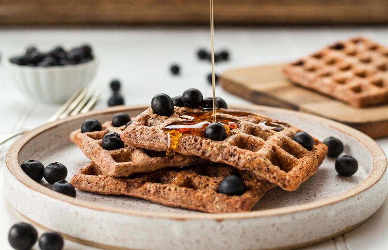 Gluten-free waffles Wonderful waffles, Pick the right waffle iron for you, Think about ingredients, Aim for lump-free batter, Whisk, but don’t over-whisk, Make the batter in advance, Get the waffle iron hot, Separate your eggs, Add oil for crispy waffles, Don't just use your iron for waffles, Cornbread waffles, Sourdough waffles, Potato rösti waffles, Falafel waffles, Charcoal waffles, Sweet potato waffles, Avocado, asparagus and rocket waffles, Pizza breakfast waffles, Fried chicken and waffles, Parmesan waffles with jammy eggs and asparagus, Waffle Benedict, Waffle sandwiches, Avocado and smoked salmon waffles, Scandi-style waffles, Spinach waffles, Berries and maple syrup, Creamy berry and chocolate waffles, Sour cream waffles, Gluten-free waffles, Chocolate waffles, Vegan waffles, Beyond berries..., Bubble waffles, Pecan praline waffles, Waffle cones
