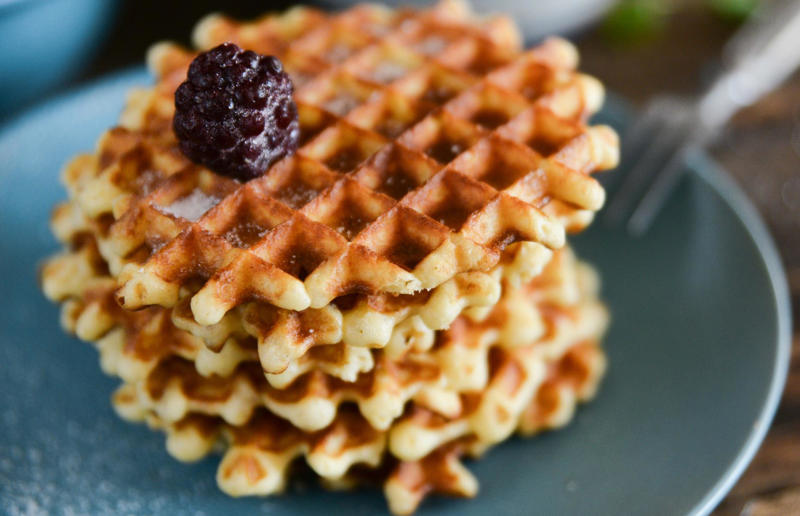 Add oil for crispy waffles Wonderful waffles, Pick the right waffle iron for you, Think about ingredients, Aim for lump-free batter, Whisk, but don’t over-whisk, Make the batter in advance, Get the waffle iron hot, Separate your eggs, Add oil for crispy waffles, Don't just use your iron for waffles, Cornbread waffles, Sourdough waffles, Potato rösti waffles, Falafel waffles, Charcoal waffles, Sweet potato waffles, Avocado, asparagus and rocket waffles, Pizza breakfast waffles, Fried chicken and waffles, Parmesan waffles with jammy eggs and asparagus, Waffle Benedict, Waffle sandwiches, Avocado and smoked salmon waffles, Scandi-style waffles, Spinach waffles, Berries and maple syrup, Creamy berry and chocolate waffles, Sour cream waffles, Gluten-free waffles, Chocolate waffles, Vegan waffles, Beyond berries..., Bubble waffles, Pecan praline waffles, Waffle cones