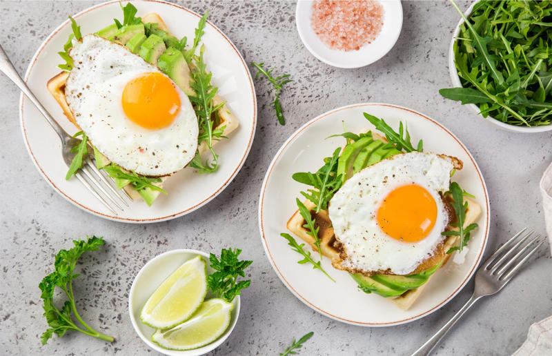 Avocado, asparagus and rocket waffles Wonderful waffles, Pick the right waffle iron for you, Think about ingredients, Aim for lump-free batter, Whisk, but don’t over-whisk, Make the batter in advance, Get the waffle iron hot, Separate your eggs, Add oil for crispy waffles, Don't just use your iron for waffles, Cornbread waffles, Sourdough waffles, Potato rösti waffles, Falafel waffles, Charcoal waffles, Sweet potato waffles, Avocado, asparagus and rocket waffles, Pizza breakfast waffles, Fried chicken and waffles, Parmesan waffles with jammy eggs and asparagus, Waffle Benedict, Waffle sandwiches, Avocado and smoked salmon waffles, Scandi-style waffles, Spinach waffles, Berries and maple syrup, Creamy berry and chocolate waffles, Sour cream waffles, Gluten-free waffles, Chocolate waffles, Vegan waffles, Beyond berries..., Bubble waffles, Pecan praline waffles, Waffle cones