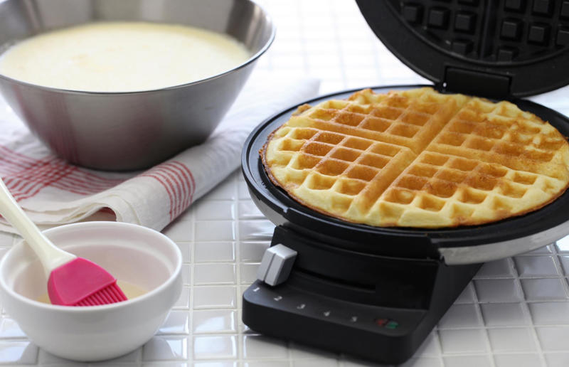 Make the batter in advance Wonderful waffles, Pick the right waffle iron for you, Think about ingredients, Aim for lump-free batter, Whisk, but don’t over-whisk, Make the batter in advance, Get the waffle iron hot, Separate your eggs, Add oil for crispy waffles, Don't just use your iron for waffles, Cornbread waffles, Sourdough waffles, Potato rösti waffles, Falafel waffles, Charcoal waffles, Sweet potato waffles, Avocado, asparagus and rocket waffles, Pizza breakfast waffles, Fried chicken and waffles, Parmesan waffles with jammy eggs and asparagus, Waffle Benedict, Waffle sandwiches, Avocado and smoked salmon waffles, Scandi-style waffles, Spinach waffles, Berries and maple syrup, Creamy berry and chocolate waffles, Sour cream waffles, Gluten-free waffles, Chocolate waffles, Vegan waffles, Beyond berries..., Bubble waffles, Pecan praline waffles, Waffle cones
