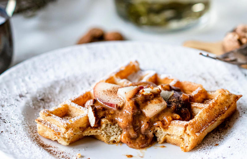 Vegan waffles Wonderful waffles, Pick the right waffle iron for you, Think about ingredients, Aim for lump-free batter, Whisk, but don’t over-whisk, Make the batter in advance, Get the waffle iron hot, Separate your eggs, Add oil for crispy waffles, Don't just use your iron for waffles, Cornbread waffles, Sourdough waffles, Potato rösti waffles, Falafel waffles, Charcoal waffles, Sweet potato waffles, Avocado, asparagus and rocket waffles, Pizza breakfast waffles, Fried chicken and waffles, Parmesan waffles with jammy eggs and asparagus, Waffle Benedict, Waffle sandwiches, Avocado and smoked salmon waffles, Scandi-style waffles, Spinach waffles, Berries and maple syrup, Creamy berry and chocolate waffles, Sour cream waffles, Gluten-free waffles, Chocolate waffles, Vegan waffles, Beyond berries..., Bubble waffles, Pecan praline waffles, Waffle cones