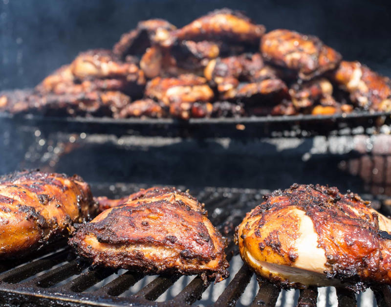 Caribbean barbacoa, Balkan ćevapčići, Argentinian asado, Indian tandoor, Brazilian churrasco, Japanese yakitori, Shawarma, Beer-flavored bratwurst, Turkish lamb kebabs, Greek souvlaki, Jamaican jerk chicken, Yucatán chicken, Italian lamb chops, Japanese shrimp skewers