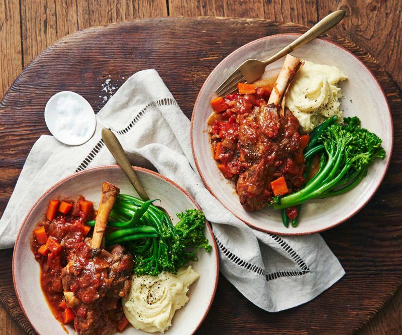 You'll need these…, Spiced lamb shanks with almonds and feta , Lamb shanks massaman , Slow cooker lamb shanks with tomato, chilli and fetta , Lamb shank osso buco , Moroccan lamb shanks with polenta & white beans , Braised lamb shanks with white bean purée , Lamb shanks with risoni and tomato , Maple syrup-glazed lamb shanks , Lamb shank, fennel and vegetable soup , Baked lamb shanks with orzo , Lamb shanks and eggplant stew , Lamb shanks with lentils and pancetta , Lamb shanks with vegetables , Red curry lamb shanks , Oven-braised lamb shanks , Lamb shanks bourguignon , David’s lamb shanks , Lamb shanks in five-spice, tamarind and ginger , Lamb shank and barley soup , Braised lamb shanks with mushroom risotto , Lamb shank & bean ragu , Lemon and ginger lamb shanks with broad beans , Lamb shanks and lentils , Braised lamb shanks with tzatziki and tomato salad , Lamb shank and spinach korma curry , Lamb shank recipe tips, What cooking method is best for lamb shanks?, What to pair with lamb shanks?