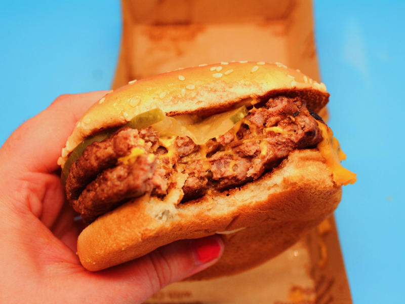 I would order this burger again. Shake Shack's double cheeseburger, my least favorite, was particularly large., I also tried the McDonald's Double Quarter Pounder with cheese., I would order this burger again., The third-best burger I tried was Wendy's Dave's Triple., My second-favorite burger was the new Big Arch burger from McDonald's.