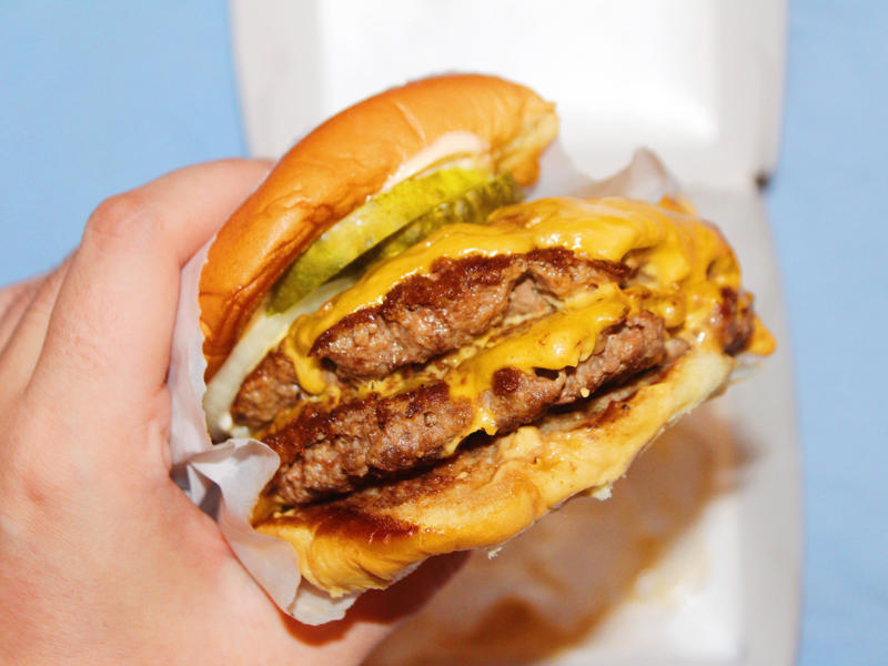 The burger patties were perfectly crispy on the outside and covered in gooey melted cheese. Shake Shack's double cheeseburger, my least favorite, was particularly large., I also tried the McDonald's Double Quarter Pounder with cheese., I would order this burger again., The third-best burger I tried was Wendy's Dave's Triple., My second-favorite burger was the new Big Arch burger from McDonald's.