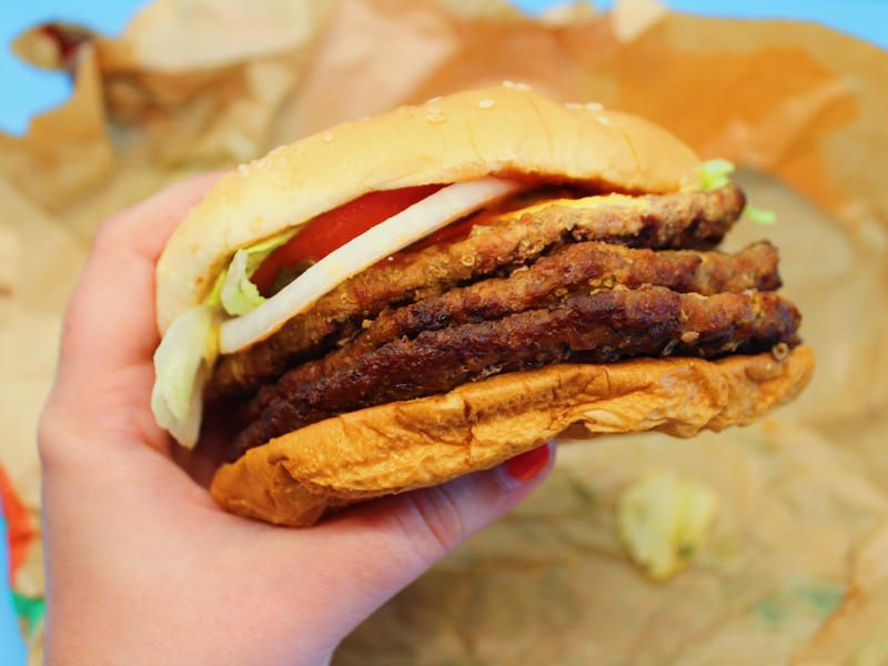 Unlike the other burgers, the Triple Whopper only comes with one slice of cheese. Shake Shack's double cheeseburger, my least favorite, was particularly large., I also tried the McDonald's Double Quarter Pounder with cheese., I would order this burger again., The third-best burger I tried was Wendy's Dave's Triple., My second-favorite burger was the new Big Arch burger from McDonald's.