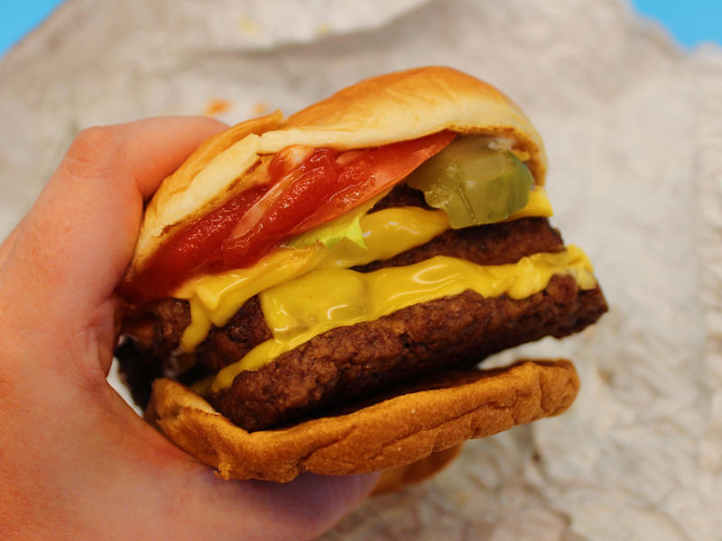 Wendy's Dave's Triple burger comes with nearly a pound of beef, American cheese, crisp lettuce, tomato, pickle, ketchup, mayo, and onion. Shake Shack's double cheeseburger, my least favorite, was particularly large., I also tried the McDonald's Double Quarter Pounder with cheese., I would order this burger again., The third-best burger I tried was Wendy's Dave's Triple., My second-favorite burger was the new Big Arch burger from McDonald's.