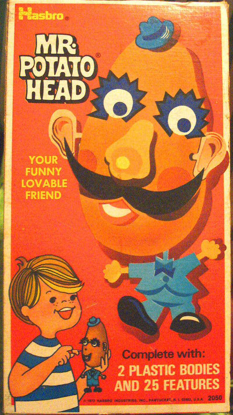 Mr. Potato Head Hula Hoop, Mr. Potato Head, TONKA Trucks, Play-Doh, View-Master, Etch A Sketch, Lite-Brite, Hot Wheels