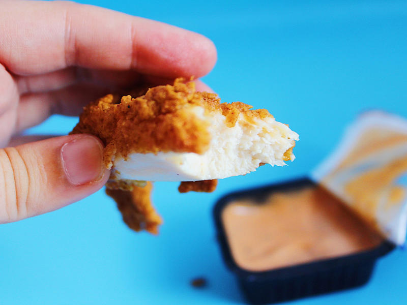 The chicken tenders held their own without sauce but were really taken to the next level when dipped in the tangy Zax sauce. The chicken tenders were large and perfectly fried., The chicken tenders were crispy on the outside., However, there wasn't an abundance of chicken meat inside., Smashburger's chicken tenders were just slightly too fried for my liking., The chicken tenders, overall, tasted dry, even when paired with sauce., Next up were the crispy chicken tenders from Sonic Drive-In., The chicken tenders were evenly fried but on the thinner side., My ninth favorite chicken tenders came from Popeyes., The chicken tenders from Popeyes were crispy, flaky, and crunchy., The meat inside was flaky and moist as well., I thought the chicken tenders from Bojangles were flavorful and super crispy., I thought the chicken tenders were a good size., McDonald's just launched its new McCrispy Strips., The breading was relatively thin, but very crispy., The chicken strips packed a lot of flavor., Chick-fil-A's chicken tenders were perfectly crispy and juicy., The chicken tenders were nicely fried but still juicy on the inside., Wingstop's chicken tenders came in third place., The chicken tenders were large and well-breaded., These tenders were filled with real chicken., My second favorite chicken tenders came from Zaxby's., The chicken tenders were super crispy.