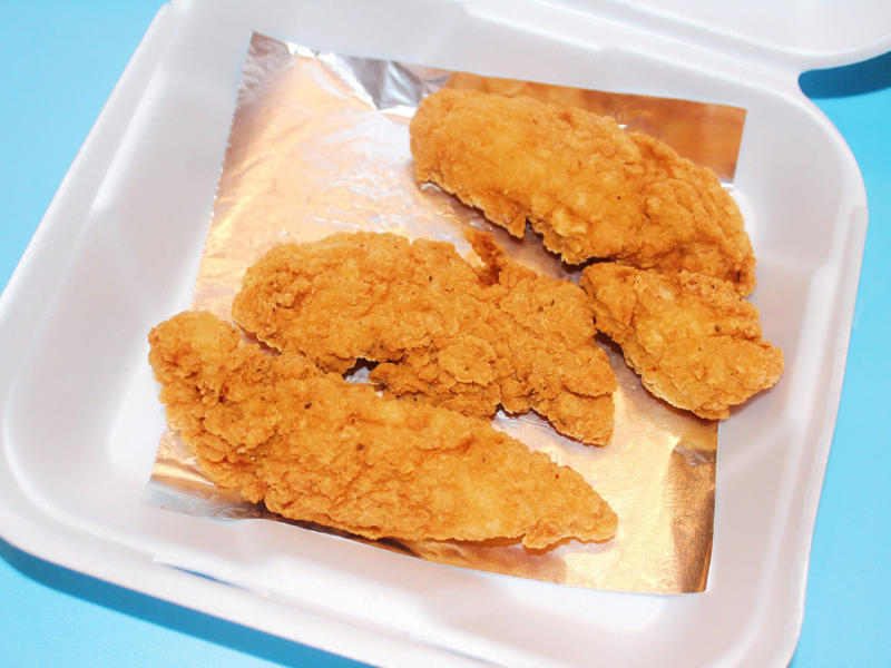 I also ordered chicken tenders from Cook Out, a regional chain I visited in South Carolina. The chicken tenders were large and perfectly fried., The chicken tenders were crispy on the outside., However, there wasn't an abundance of chicken meat inside., Smashburger's chicken tenders were just slightly too fried for my liking., The chicken tenders, overall, tasted dry, even when paired with sauce., Next up were the crispy chicken tenders from Sonic Drive-In., The chicken tenders were evenly fried but on the thinner side., My ninth favorite chicken tenders came from Popeyes., The chicken tenders from Popeyes were crispy, flaky, and crunchy., The meat inside was flaky and moist as well., I thought the chicken tenders from Bojangles were flavorful and super crispy., I thought the chicken tenders were a good size., McDonald's just launched its new McCrispy Strips., The breading was relatively thin, but very crispy., The chicken strips packed a lot of flavor., Chick-fil-A's chicken tenders were perfectly crispy and juicy., The chicken tenders were nicely fried but still juicy on the inside., Wingstop's chicken tenders came in third place., The chicken tenders were large and well-breaded., These tenders were filled with real chicken., My second favorite chicken tenders came from Zaxby's., The chicken tenders were super crispy.