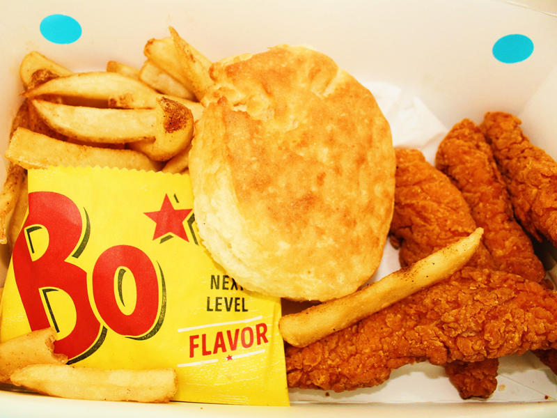 I thought the chicken tenders from Bojangles were flavorful and super crispy. The chicken tenders were large and perfectly fried., The chicken tenders were crispy on the outside., However, there wasn't an abundance of chicken meat inside., Smashburger's chicken tenders were just slightly too fried for my liking., The chicken tenders, overall, tasted dry, even when paired with sauce., Next up were the crispy chicken tenders from Sonic Drive-In., The chicken tenders were evenly fried but on the thinner side., My ninth favorite chicken tenders came from Popeyes., The chicken tenders from Popeyes were crispy, flaky, and crunchy., The meat inside was flaky and moist as well., I thought the chicken tenders from Bojangles were flavorful and super crispy., I thought the chicken tenders were a good size., McDonald's just launched its new McCrispy Strips., The breading was relatively thin, but very crispy., The chicken strips packed a lot of flavor., Chick-fil-A's chicken tenders were perfectly crispy and juicy., The chicken tenders were nicely fried but still juicy on the inside., Wingstop's chicken tenders came in third place., The chicken tenders were large and well-breaded., These tenders were filled with real chicken., My second favorite chicken tenders came from Zaxby's., The chicken tenders were super crispy.