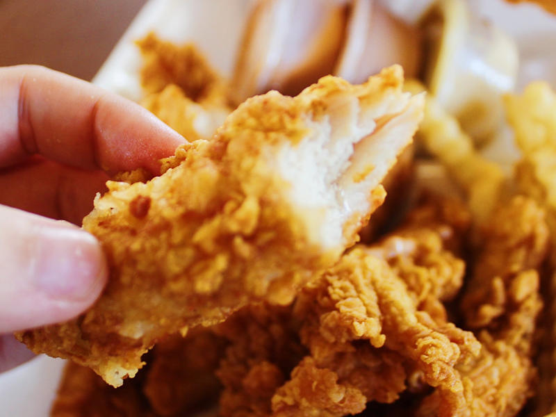 The chicken tenders were super crispy and juicy on the inside — I had to give them the win. The chicken tenders were large and perfectly fried., The chicken tenders were crispy on the outside., However, there wasn't an abundance of chicken meat inside., Smashburger's chicken tenders were just slightly too fried for my liking., The chicken tenders, overall, tasted dry, even when paired with sauce., Next up were the crispy chicken tenders from Sonic Drive-In., The chicken tenders were evenly fried but on the thinner side., My ninth favorite chicken tenders came from Popeyes., The chicken tenders from Popeyes were crispy, flaky, and crunchy., The meat inside was flaky and moist as well., I thought the chicken tenders from Bojangles were flavorful and super crispy., I thought the chicken tenders were a good size., McDonald's just launched its new McCrispy Strips., The breading was relatively thin, but very crispy., The chicken strips packed a lot of flavor., Chick-fil-A's chicken tenders were perfectly crispy and juicy., The chicken tenders were nicely fried but still juicy on the inside., Wingstop's chicken tenders came in third place., The chicken tenders were large and well-breaded., These tenders were filled with real chicken., My second favorite chicken tenders came from Zaxby's., The chicken tenders were super crispy.