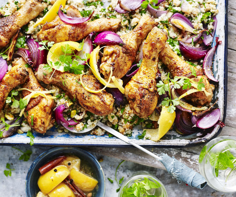 Delicious chicken drumstick recipes to try this week,          Barbecued tandoori chicken with cucumber &amp; avocado salad      ,          Slow cooker butter chicken      ,          One-pot apricot chicken with creamy rice      ,          Chicken tray bake with rhubarb, capsicum and chilli      ,          Citrus chicken drumsticks with chilli salt      ,          Chicken satay drumsticks with noodle salad      ,          Honey and soy drumsticks with easy fried rice      ,          Masala chicken drumsticks      ,          Jerk-spiced chicken drumsticks      ,          Tandoori chicken drumsticks      , An easy way to marinate chicken drumsticks
