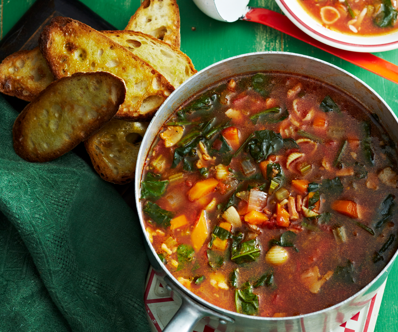 Can I freeze these soups?, Vegetable soup recipes to try,          Quick &amp; easy minestrone &amp; ravioli soup      ,          Quick &amp; easy potato soup with cheddar toasts      ,          Traditional Italian minestrone soup      ,          Smoky mushroom soup with garlic labne      ,          Indian-spiced red lentil and pumpkin soup      ,          Slow cooker curried lentil and tomato soup      ,          Potato and pea soup with pesto, ricotta cream and crispy croutons      ,          Slow-cooker coconut pumpkin soup      ,          Tuscan tomato bread soup      ,          Speedy tofu laksa      ,          Mushroom hot &amp; sour soup      ,          Broccoli and kale soup with lemon creme fraiche      ,          Roasted tomato soup with broccoli pesto      ,          Cauliflower cream soup with mushrooms      ,          Barley and vegetable soup with crunchy seeds      ,          Sweet corn soup with ginger      ,          Spinach, rocket &amp; pea soup with brie croûtes      ,          Spiced lentil and roasted kumara soup      ,          Tomato and fennel soup      ,          Spiced carrot soup with smoked almonds      ,          Cauliflower and parsnip soup      ,          Cream of celeriac soup      ,          Creamy sweet potato and fennel soup with parmesan wafers      ,          Ratatouille soup with pistou      ,          Moroccan vegetable soup with harissa      ,          Spiced pumpkin soup with cinnamon cream      ,          Potato soup with capsicum &amp; almonds      , What to serve with these vegetable soups, More vegetarian comfort meals