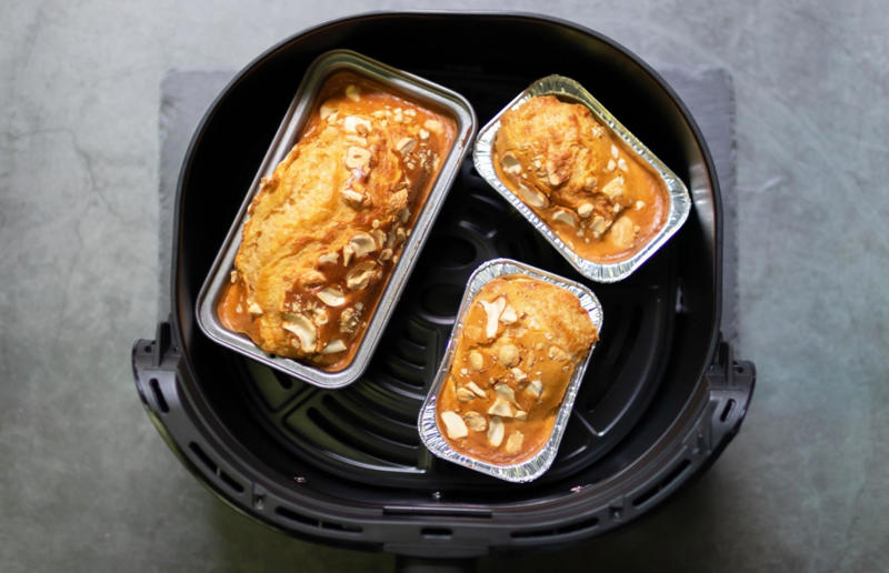 Surprisingly tasty air fryer ideas, Sausage rolls, Loaded potato skins, Kale crisps, 'Roasted' nuts, Baba ganoush, Poached eggs, Yorkshire puddings, Soufflés, Fish in a parcel, Lamb koftas, Chicken wings, Greek-style lamb cutlets, Chicken satay with peanut sauce, Glazed ham, Cheese toastie, Cheese scones, Soda bread, Oat bars, Fruit crumbles, Chocolate fondants