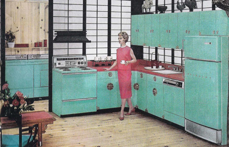Then: colourful kitchen appliances These interior design trends are back with a bang, Then: wall sconces, Then: metal frame beds, Then: dried flowers, Then: checkerboard flooring, Now: checkerboard flooring, Then: textured surfaces, Then: pink bathrooms, Then: Art Deco style, Then: 70s palettes, Then: sink skirts, Then: corner sofas, Then: exposed brick, Then: fringing, Now: fringing, Then: primary colours, Now: primary colours, Then: wicker furniture, Then: dark kitchens, Then: wood cladding, Then: colourful kitchen appliances, Now: colourful kitchen appliances, Then: succulents and cacti, Now: succulents and cacti, Then: square tiles, Then: macrame, Now: macrame, Then: decorative tiles, Then: vinyl record players, Now: vinyl record players, Then: blousy florals, Then: pink kitchens, Then: maximalism, Then: gingham
