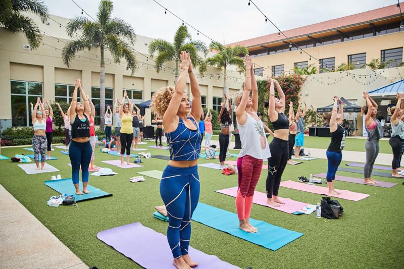 1. Sunset Concert Series at Old School Square featuring True Rumours, 2. Puppy Yoga at The Gardens Mall, 3. Boca Raton Summer in the City concert series: Women of Country, 4. Pups and Pilates at The Mall at Wellington Green, 5. Sunrise Yoga at Hilton West Palm Beach