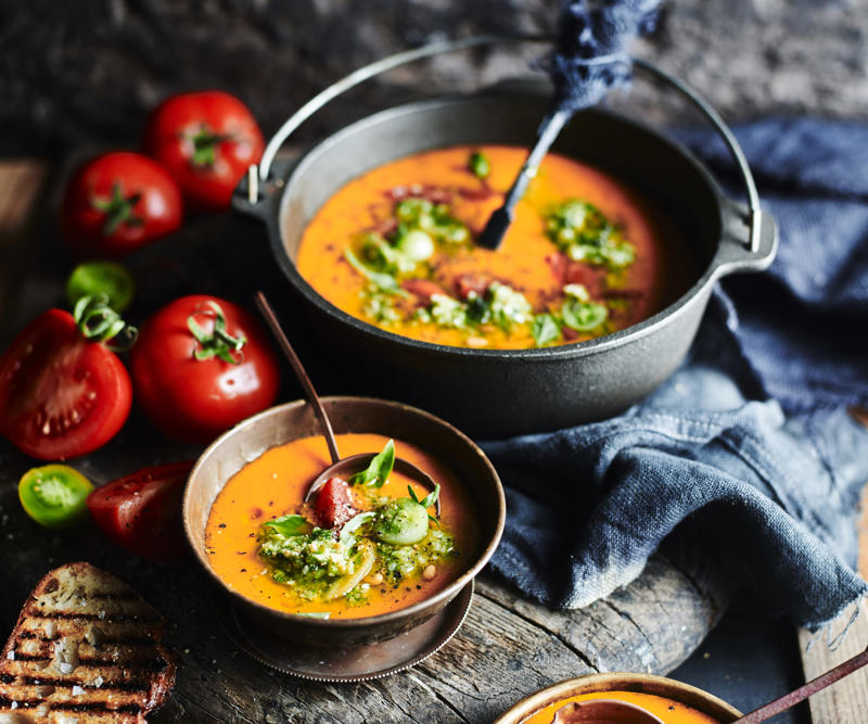 Can I freeze these soups?, Vegetable soup recipes to try,          Quick &amp; easy minestrone &amp; ravioli soup      ,          Quick &amp; easy potato soup with cheddar toasts      ,          Traditional Italian minestrone soup      ,          Smoky mushroom soup with garlic labne      ,          Indian-spiced red lentil and pumpkin soup      ,          Slow cooker curried lentil and tomato soup      ,          Potato and pea soup with pesto, ricotta cream and crispy croutons      ,          Slow-cooker coconut pumpkin soup      ,          Tuscan tomato bread soup      ,          Speedy tofu laksa      ,          Mushroom hot &amp; sour soup      ,          Broccoli and kale soup with lemon creme fraiche      ,          Roasted tomato soup with broccoli pesto      ,          Cauliflower cream soup with mushrooms      ,          Barley and vegetable soup with crunchy seeds      ,          Sweet corn soup with ginger      ,          Spinach, rocket &amp; pea soup with brie croûtes      ,          Spiced lentil and roasted kumara soup      ,          Tomato and fennel soup      ,          Spiced carrot soup with smoked almonds      ,          Cauliflower and parsnip soup      ,          Cream of celeriac soup      ,          Creamy sweet potato and fennel soup with parmesan wafers      ,          Ratatouille soup with pistou      ,          Moroccan vegetable soup with harissa      ,          Spiced pumpkin soup with cinnamon cream      ,          Potato soup with capsicum &amp; almonds      , What to serve with these vegetable soups, More vegetarian comfort meals