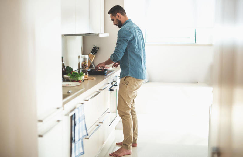 17. Going barefoot while cooking 37. Pouring hot liquids into cold glassware, 36. Not rotating store cupboard items, 35. Overcrowding the refrigerator, 34. Microwaving liquids for too long, 33. Lining the bottom of the oven with aluminium foil, 32. Leaving plates or cookware on unstable surfaces, 31. Using glassware on the stove, 30. Not securing cutting boards or mixing bowls, 29. Never checking the refrigerator temperature, 28. Using plastic containers in the microwave, 27. Using the same utensil for everything, 26. Not using the oven extractor fan, 25. Letting your pets roam the kitchen while you cook, 24. Storing heavy items on high shelves, 23. Not storing leftover food correctly, 22. Overheating non-stick cookware, 21. Using damaged non-stick cookware, 20. Going barefoot while cooking, 19. Storing raw meat and ready-to-eat food together, 18. Not storing knives properly, 17. Thawing meat at room temperature, 16. Not cleaning the oven extractor hood filter, 15. Not washing your hands, 14. Using knives carelessly, 13. Stacking dishwashers incorrectly, 12. Using one towel for everything, 11. Washing raw meat in the sink, 10. Storing cleaning products near food, 9. Not separating raw meat from ready-to-eat foods, 8. Using appliances incorrectly, 7. Getting distracted when cooking, 6. Using wet or damaged oven gloves and towels, 5. Touching electrical appliances with wet hands, 4. Wearing loose clothing when cooking, 3. Leaving the stove unattended, 2. Pouring water over a grease fire