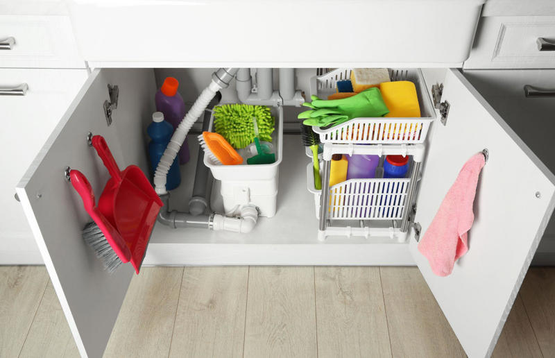 10. Storing cleaning products near food 37. Pouring hot liquids into cold glassware, 36. Not rotating store cupboard items, 35. Overcrowding the refrigerator, 34. Microwaving liquids for too long, 33. Lining the bottom of the oven with aluminium foil, 32. Leaving plates or cookware on unstable surfaces, 31. Using glassware on the stove, 30. Not securing cutting boards or mixing bowls, 29. Never checking the refrigerator temperature, 28. Using plastic containers in the microwave, 27. Using the same utensil for everything, 26. Not using the oven extractor fan, 25. Letting your pets roam the kitchen while you cook, 24. Storing heavy items on high shelves, 23. Not storing leftover food correctly, 22. Overheating non-stick cookware, 21. Using damaged non-stick cookware, 20. Going barefoot while cooking, 19. Storing raw meat and ready-to-eat food together, 18. Not storing knives properly, 17. Thawing meat at room temperature, 16. Not cleaning the oven extractor hood filter, 15. Not washing your hands, 14. Using knives carelessly, 13. Stacking dishwashers incorrectly, 12. Using one towel for everything, 11. Washing raw meat in the sink, 10. Storing cleaning products near food, 9. Not separating raw meat from ready-to-eat foods, 8. Using appliances incorrectly, 7. Getting distracted when cooking, 6. Using wet or damaged oven gloves and towels, 5. Touching electrical appliances with wet hands, 4. Wearing loose clothing when cooking, 3. Leaving the stove unattended, 2. Pouring water over a grease fire