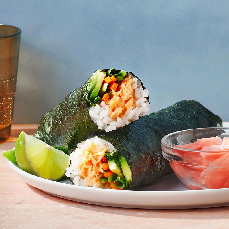 Avocado, Tomato &amp; Chicken Sandwich, Creamy Pesto Chicken Salad with Greens, Spinach &amp; Fried Egg Grain Bowls, Crispy Salmon Rice Bowl, Chickpea &amp; Quinoa Grain Bowl, Spicy Salmon Sushi Roll-Ups, Black Bean-Queso Wraps, Sweet Potato, Kale &amp; Chicken Salad with Peanut Dressing, Cabbage, Tofu &amp; Edamame Salad, Veggie Wrap with Cilantro Hummus, Couscous &amp; Chickpea Salad, Grilled Marinated Flank Steak Salad, Chipotle Chicken &amp; Vegetable Soup, Chicken, Quinoa &amp; Veggie Bowl, Avocado &amp; Shrimp Chopped Salad, Chimichurri Noodle Bowls, Italian-Herbed Chicken and Mozzarella Melts, Spicy Slaw Bowls with Shrimp &amp; Edamame, Chicken Avocado BLT Wrap, Turkey &amp; Bean Burritos, Roasted Tofu &amp; Peanut Noodle Salad, Banana-Cocoa Soy Smoothie