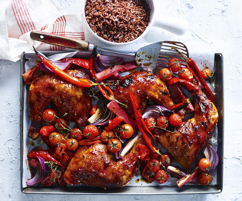 Delicious chicken drumstick recipes to try this week,          Barbecued tandoori chicken with cucumber &amp; avocado salad      ,          Slow cooker butter chicken      ,          One-pot apricot chicken with creamy rice      ,          Chicken tray bake with rhubarb, capsicum and chilli      ,          Citrus chicken drumsticks with chilli salt      ,          Chicken satay drumsticks with noodle salad      ,          Honey and soy drumsticks with easy fried rice      ,          Masala chicken drumsticks      ,          Jerk-spiced chicken drumsticks      ,          Tandoori chicken drumsticks      , An easy way to marinate chicken drumsticks