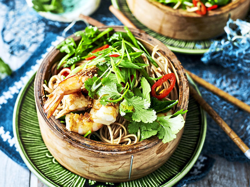 Pork and eggplant noodle stir-fry , Pork larb with rice noodles , Pork stir-fry with noodles , Sweet and sour pork with rice noodle salad , 5 ingredient dan dan noodles , Julie Goodwin’s char siu pork noodle stir-fry , Pork noodle stir fry for one , How to make a classic beef chow mein at home , Char kway teow , Chicken and ginger noodle soup , Braised honey and soy pork fillet steaks , Tuna and soba noodle salad , Pumpkin and eggplant with chilli and Thai basil , Air fryer vegetable spring rolls , Slow cooker chicken pho (Pho Ga) , Sweet and soy pork , Miso beef short rib & pumpkin hotpot , Pork with rice noodles , Gai lan and mushroom five-spice stir-fry , Hokkien mee with beef , Teriyaki chicken udon noodles with choy sum , Soba noodle salad with fried prawns , Prawn and fish balls with ginger broth and noodles , Miso broth with tamari pumpkin and noodles , Pork and tofu rice noodles , Noodle salad with ginger-rubbed beef , One−pot poached chicken with soba noodles , Miso udon soup , Asian-style omelettes with glass noodles