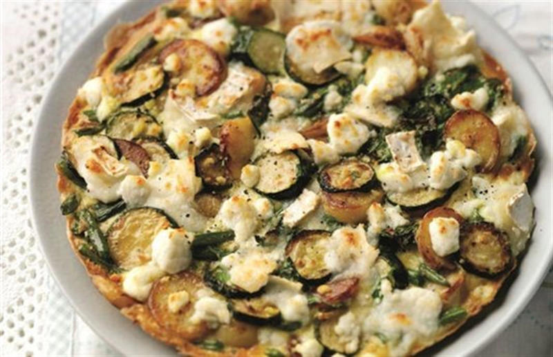 Potato, courgette and goats’ cheese frittata Speedy suppers, Homemade pitta nachos with crispy lamb and salad, Sticky honey and ginger chicken, Fish finger sandwich, Butternut squash and feta pizza, Speedy chicken broth, Teriyaki steak and asparagus, Huevos rancheros, Prawn, chorizo and basil linguine, Cheese, ham and fig crêpes, Steak with peppercorn sauce, Caesar salad, Mussels rassa, Cheeseburgers, Grilled king prawns with chermoula, Loaded jacket potatoes, Easy macaroni cheese, Lamb and chorizo burger, Apple and turkey quesadillas, Spiced beef skewers, Yakisoba, Thai spiced fish cakes, Chinese crispy pork, Falafel sandwich, Prawn tacos, Grilled vegetable salad, Crab spaghetti, Potato, courgette and goats’ cheese frittata, Haddock in cheese sauce, Sausages with cannellini mash, Croque madame