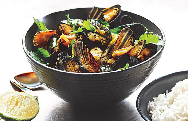 Mussels rassa Speedy suppers, Homemade pitta nachos with crispy lamb and salad, Sticky honey and ginger chicken, Fish finger sandwich, Butternut squash and feta pizza, Speedy chicken broth, Teriyaki steak and asparagus, Huevos rancheros, Prawn, chorizo and basil linguine, Cheese, ham and fig crêpes, Steak with peppercorn sauce, Caesar salad, Mussels rassa, Cheeseburgers, Grilled king prawns with chermoula, Loaded jacket potatoes, Easy macaroni cheese, Lamb and chorizo burger, Apple and turkey quesadillas, Spiced beef skewers, Yakisoba, Thai spiced fish cakes, Chinese crispy pork, Falafel sandwich, Prawn tacos, Grilled vegetable salad, Crab spaghetti, Potato, courgette and goats’ cheese frittata, Haddock in cheese sauce, Sausages with cannellini mash, Croque madame
