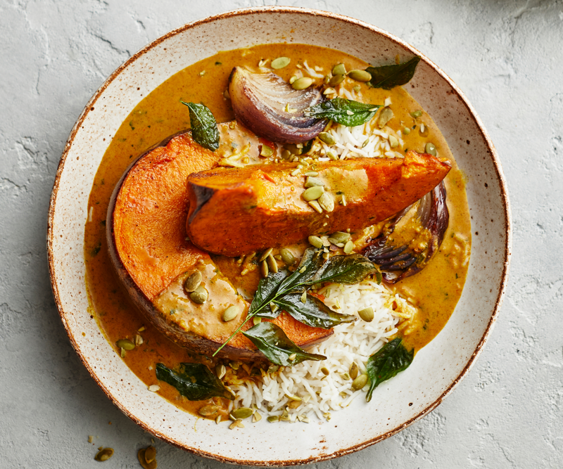 Old fashioned curried sausages , Pressure cooker lamb shanks curry , Julie Goodwin’s Cape Malay curry chicken , Beef curry pie , Julie Goodwin’s braised lamb chops in a sweet curry sauce , Yellow chicken curry , Roasted cauliflower and chickpea coconut curry , Slow-cooker massaman beef curry , Roasted rice and pumpkin curry , African-inspired kuku paka chicken curry , Yellow curry chicken cottage pie , Slow cooker chickpea and sweet potato curry , Thai fish curry , Slow-cooker cashew and cauliflower curry , Beef curry with coconut rice , Sri Lankan potato and pea curry , Slow-cooker pork and lemongrass curry , Lamb korma meatball curry , Vegetarian Thai yellow curry , Slow-cooker red pork curry , Pumpkin and cauliflower yellow curry , Summer prawn curry , Red dhal with coconut curry , Red tofu curry , Dhal curry with chutney yoghurt , Peri peri coconut chicken curry , Pea and potato curry , Lamb, kumara and almond curry , Coconut curried beef , Red pork with lychee curry , Split pea and capsicum curry , Cauliflower and green pea curry , Beef panang curry , South African bean curry , Afghani lamb and spinach curry , Japanese pumpkin curry